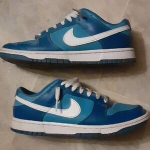 Nike Blue and White Dunk Low Sneakers